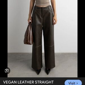 Oak and fort leather pant BLACK